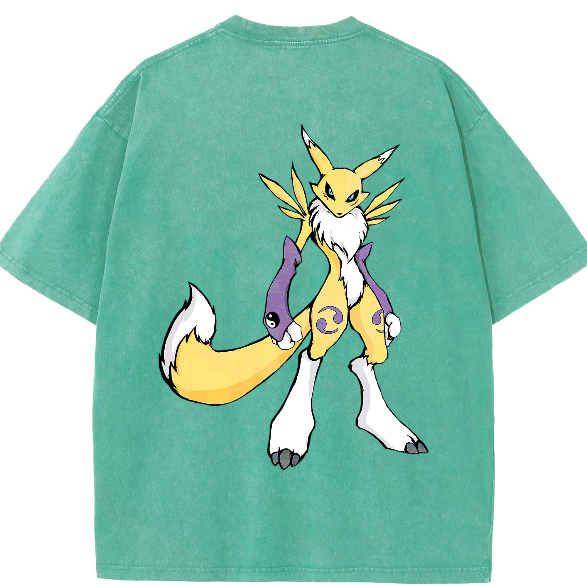 （画像用） Digimon デジタルモンスター/デジモン 綿100% ヴィンテージ風 半袖Tシャツ（背面プリント）